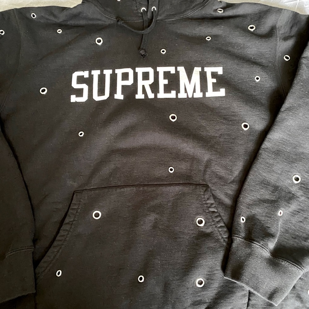 Supreme Eyelet Black XL Hoodie 100% Authentic